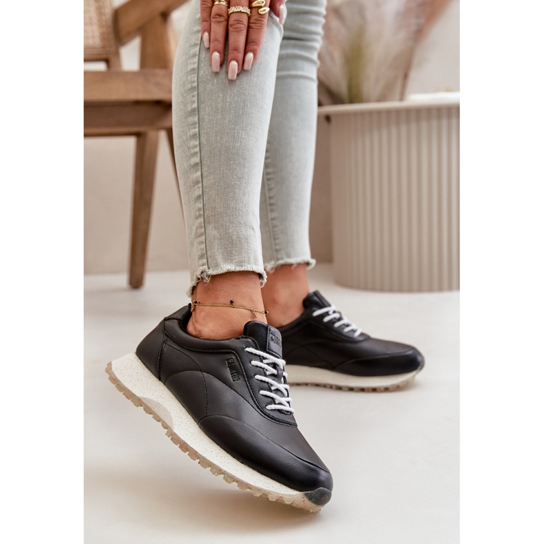 Tênis feminino calçado esportivo feito de couro ecológico Big Star OO274024 Hi-Poly System preto 2