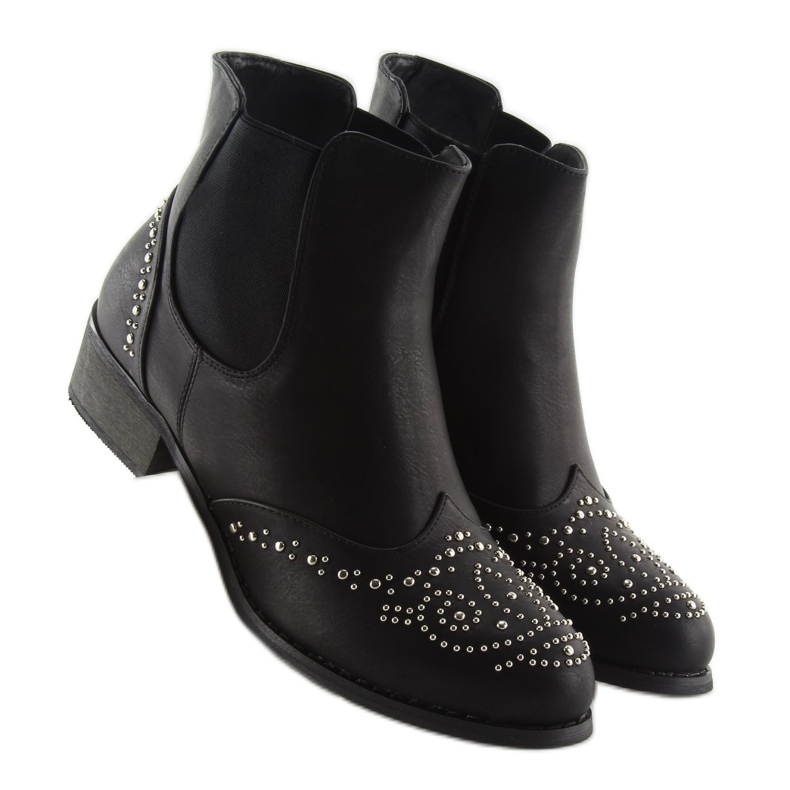 Botas Chelsea femininas pretas com tachas preto 1