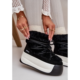 Botas femininas de couro para neve com sola grossa e pele Big Star OO274A206 pretas preto 2