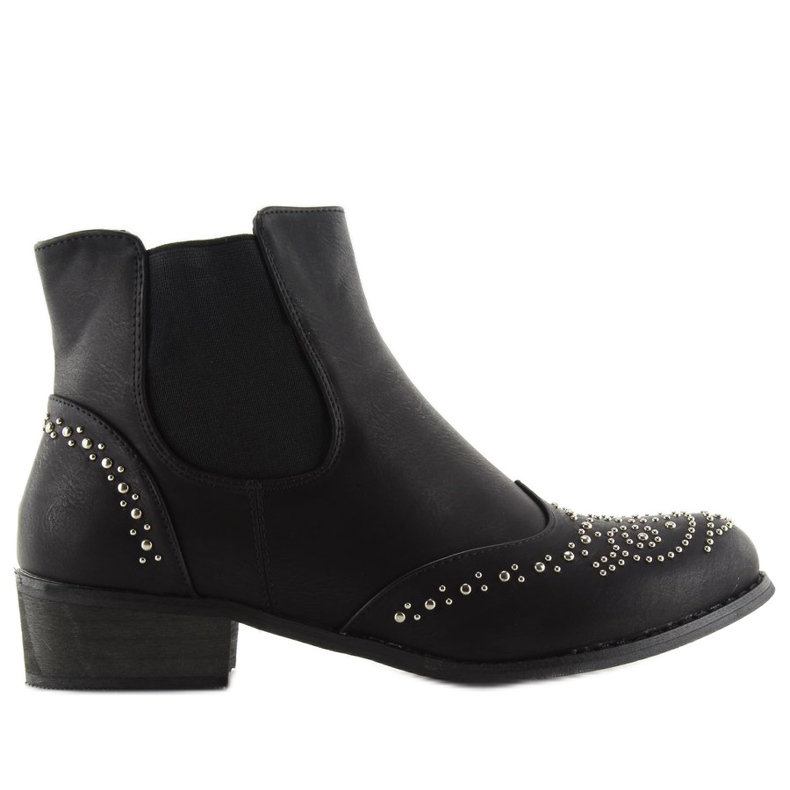 Botas Chelsea femininas pretas com tachas preto 2 Botas Chelsea femininas pretas com tachas preto 2