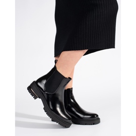 Botins femininos envernizados na plataforma Sergio Leone preto 1