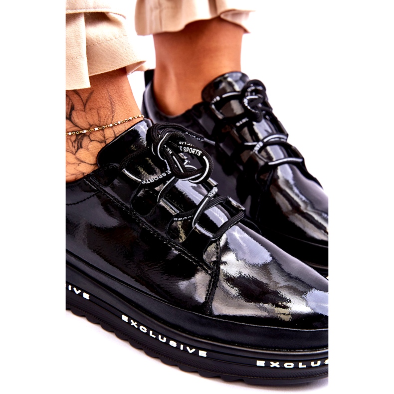 S.Barski Tênis preto Chantal de couro envernizado 5