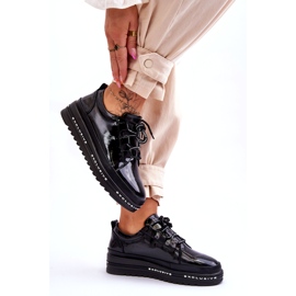 S.Barski Tênis preto Chantal de couro envernizado 3