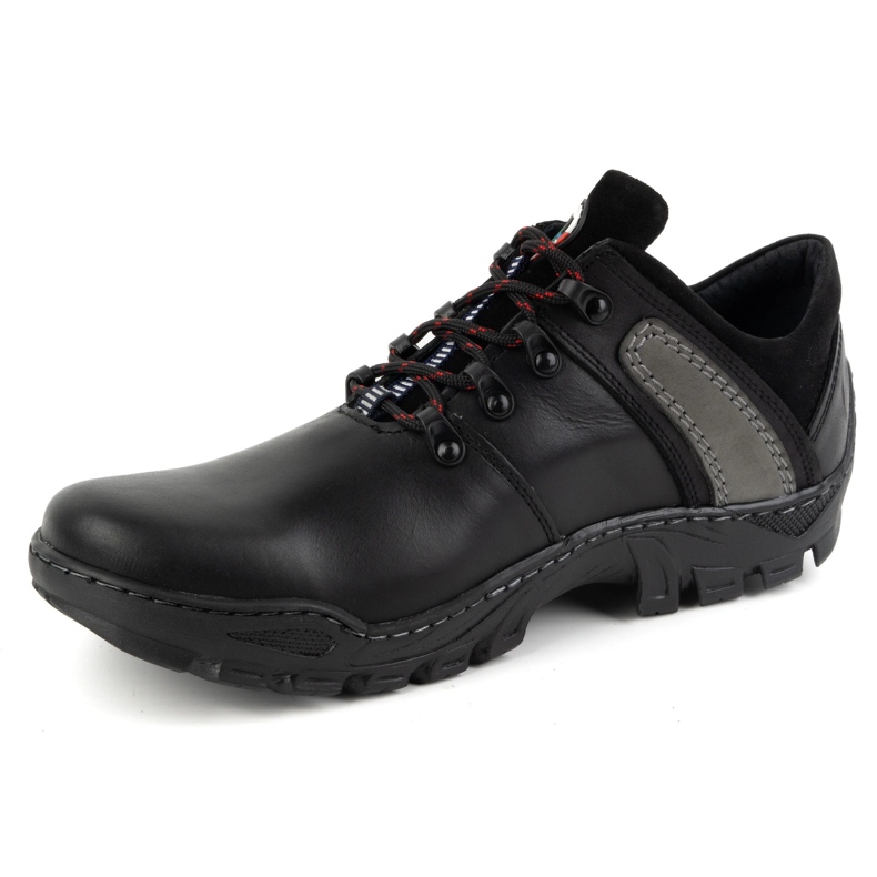 Olivier Sapatos masculinos de trekking em couro 311GT, preto 1