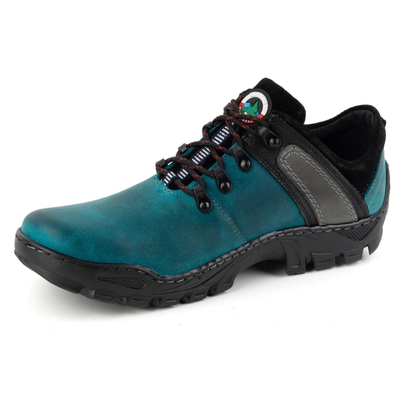 Olivier Sapatos masculinos de trekking em couro 311GT, turquesa verde 2