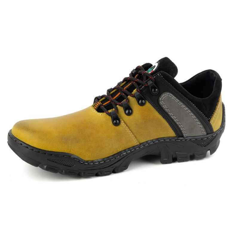 Olivier Sapatos masculinos de trekking em couro 311GT, amarelo 1
