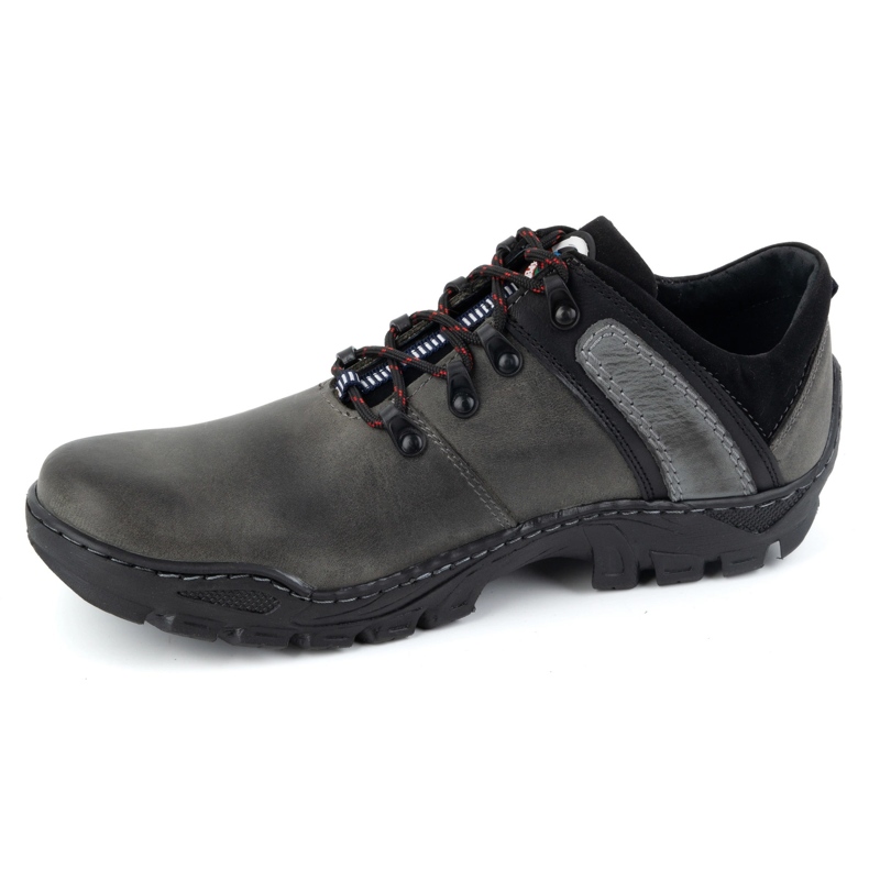 Olivier Sapatos masculinos de trekking em couro 311GT, cinza 1