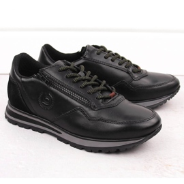 Sapatos masculinos confortáveis ​​de couro preto Bugatti OO153301 1