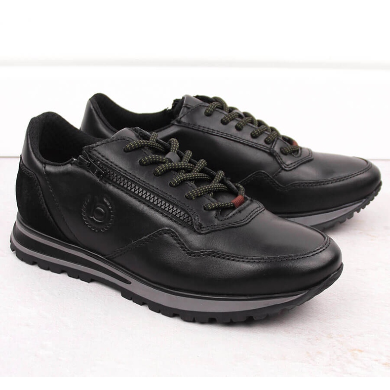 Sapatos masculinos confortáveis ​​de couro preto Bugatti OO153301 1