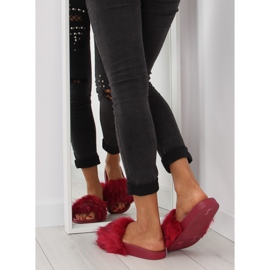 Chinelos Borgonha com pele zy383-007-1 vinho vermelho 1