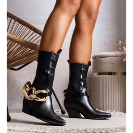 Botas de cowboy pretas com correntes de Nash preto 1