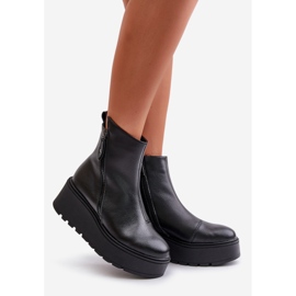 Botas femininas isoladas em cunha e plataforma, couro natural, pretas Vinceza 58340 preto 1