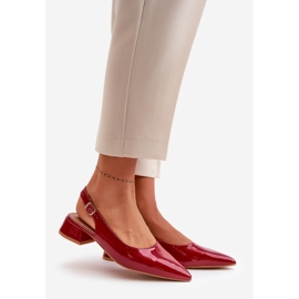 Sapatilhas de couro envernizado com salto baixo e dedos pontiagudos Anarinne vermelho 1