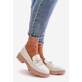 Mocassins femininos com decoração em couro ecológico, Tialorae branco 1