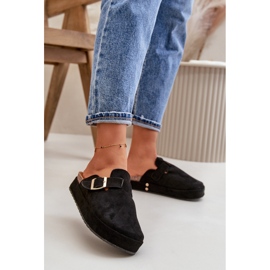 Tamancos femininos com plataforma e fivela dourada, preto Terilaina 2 Tamancos femininos com plataforma e fivela dourada, preto Terilaina 2