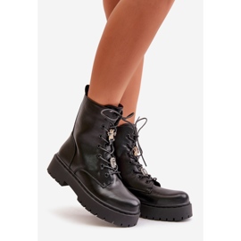 Botas de trabalho isoladas femininas com alfinetes pretas Avorira preto 1