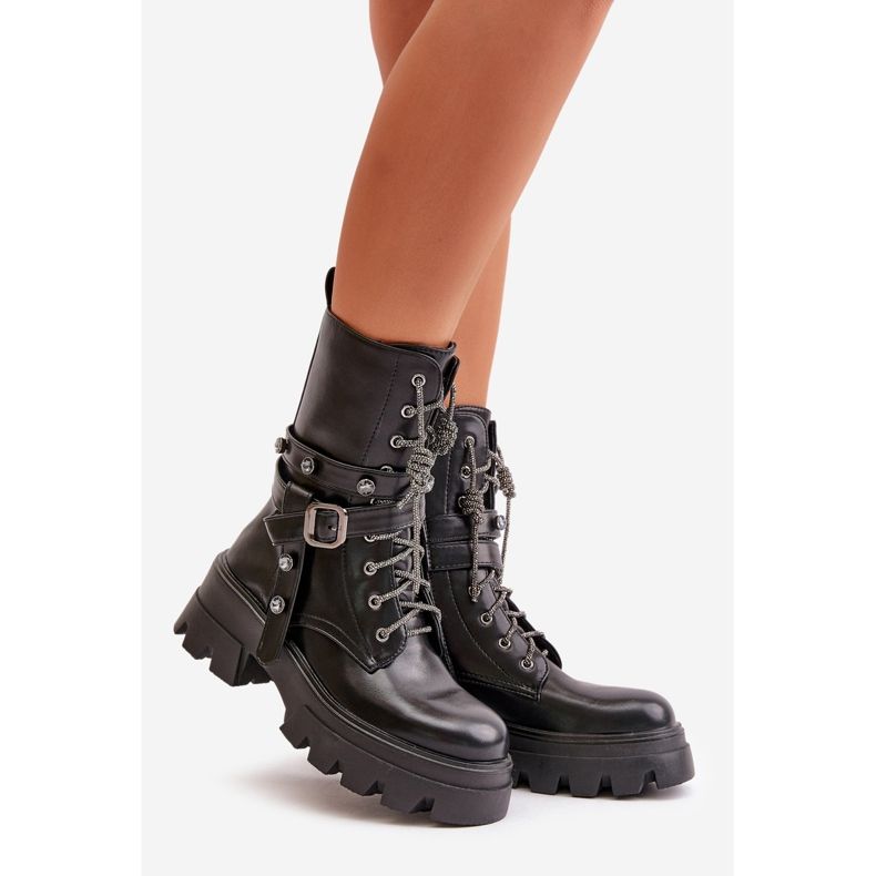 Botas de trabalho isoladas femininas com alças pretas Berivana preto 1