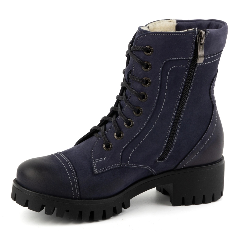 Olivier Botas femininas de couro, botas de inverno com isolamento, 272BB, azul marinho 1