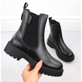 Botas femininas de couro pretas com isolamento Chelsea Big Star OO274109 preto 1