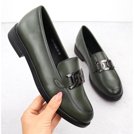 Sapatos senhores femininos com decoração, verde Potocki 12425 1