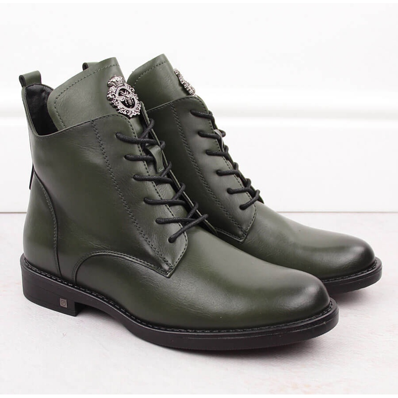 Botas femininas com cadarço e zíper, verdes Potocki SZ12179 1
