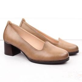 Sapatos femininos bege de salto alto Potocki 12545 2