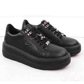 Sapatos femininos de couro preto na plataforma Filippo DP6382 2