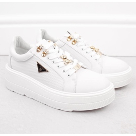 Sapatos femininos brancos de couro na plataforma Filippo DP6382 2