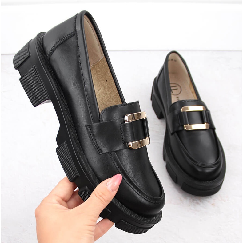 Sapatos de couro, mocassins femininos pretos Filippo DP6099 1