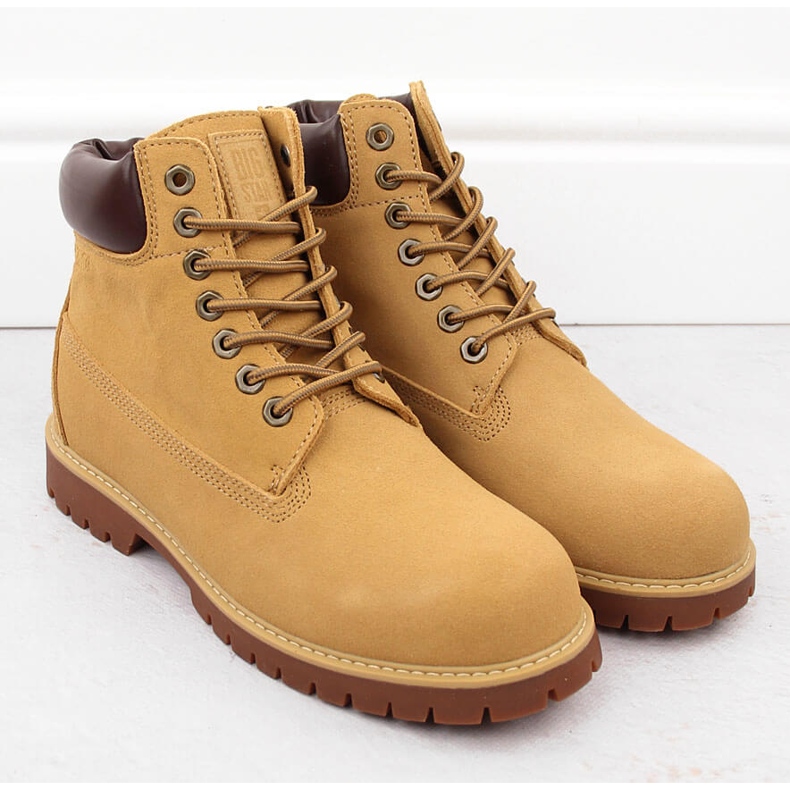 Botas masculinas de couro camurça camelo Big Star OO174136 marrom 2