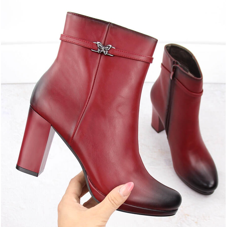 M. DASZYŃSKI Botins femininos vermelhos com isolamento M.Daszyński AF125-22 1 M. DASZYŃSKI Botins femininos vermelhos com isolamento M.Daszyński AF125-22 1