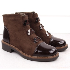 M. DASZYŃSKI Botas femininas com isolamento de camurça marrom M.Daszyński SA252-4 2