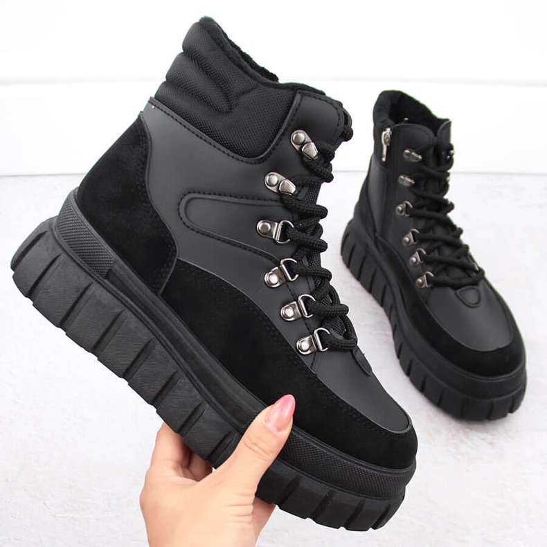 Botas pretas femininas com plataforma grossa News 7928 preto 1