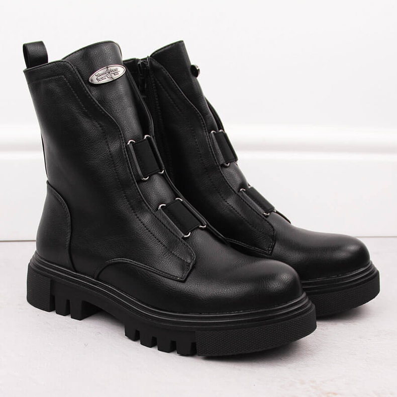 Botas femininas pretas na plataforma Jezzi RMR2150-19 preto 2