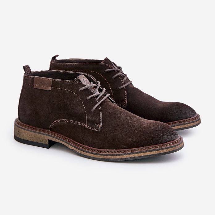 Botas masculinas de camurça com cordões Big Star OO174145 Castanho escuro marrom 1