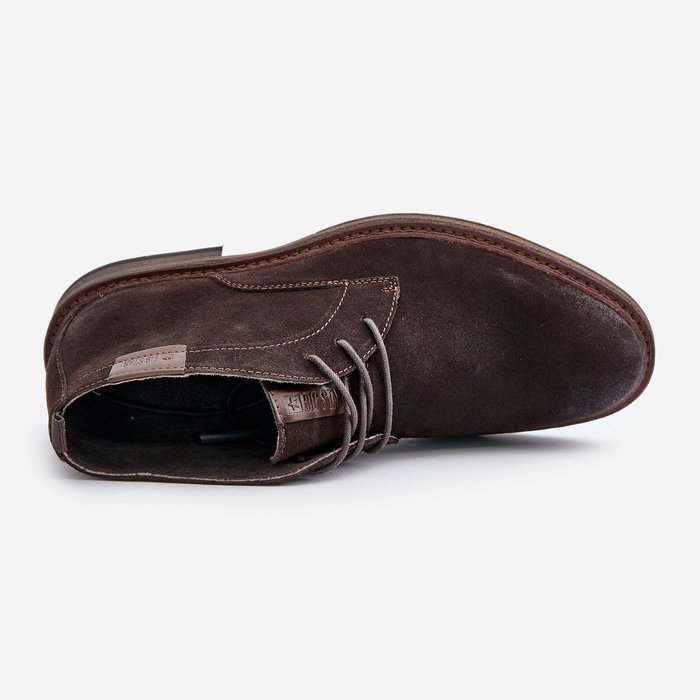 Botas masculinas de camurça com cordões Big Star OO174145 Castanho escuro marrom 2