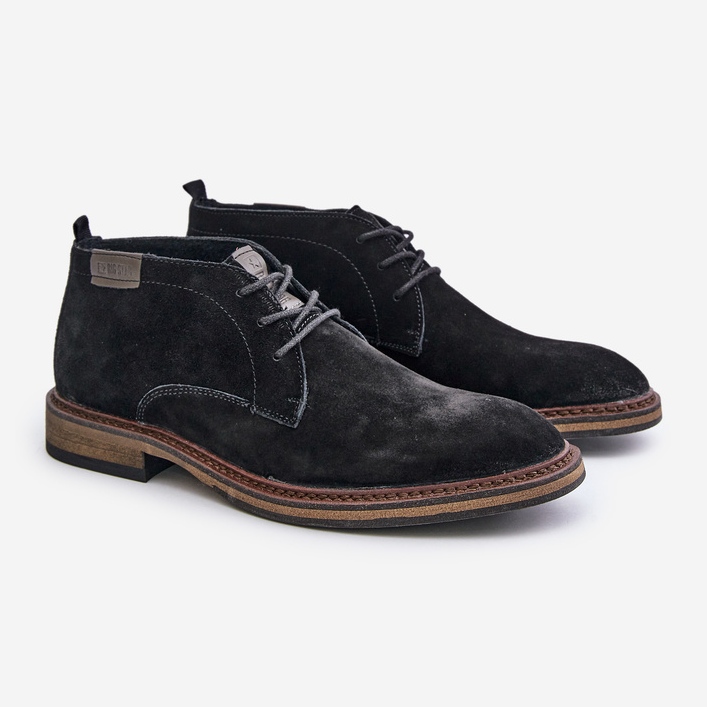 Botas masculinas de camurça com cordões Big Star OO174146 pretas preto 1