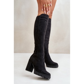 Botas femininas isoladas de salto alto eco camurça preta Tirisha preto 2