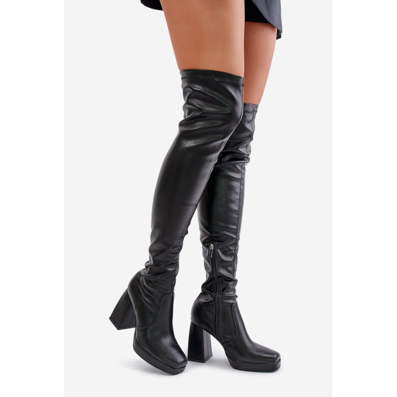 Botas acima do joelho com salto alto, Preto Liatheia 1