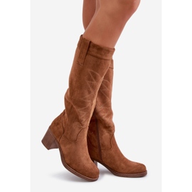 Botas femininas de salto alto acima do joelho Camel Erisorae marrom 1
