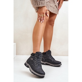 News Sapatos de trekking isolados masculinos em couro ecológico, azul marinho Neramia 2