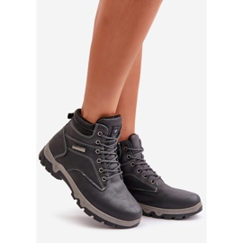 News Sapatos de trekking isolados masculinos em couro ecológico, azul marinho Neramia 1