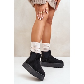 Botas femininas de neve com plataforma e inserções elásticas pretas Rialine preto 2