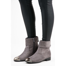 Ideal Shoes Botins de camurça com zíper cinza 1