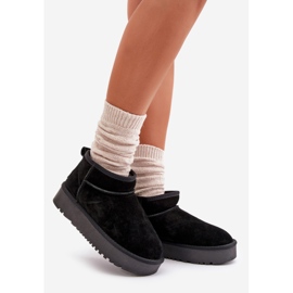 Botas femininas de neve com plataforma de camurça pretas Nereviana preto 1