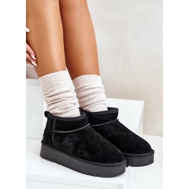 Botas femininas de neve com plataforma de camurça pretas Nereviana preto 2