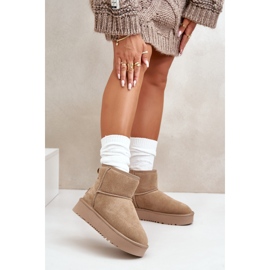 Botas femininas de camurça para neve com plataforma no tornozelo bege Rianaella 2 Botas femininas de camurça para neve com plataforma no tornozelo bege Rianaella 2