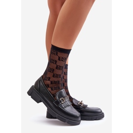 Mocassins femininos com decoração, couro ecológico, Tialorae preto 1