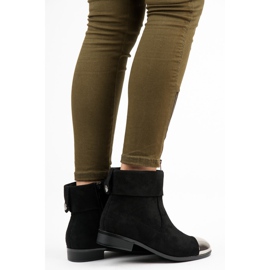 Ideal Shoes Botins de camurça com zíper preto 2 Ideal Shoes Botins de camurça com zíper preto 2