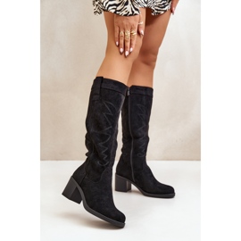 Botas femininas de salto alto acima do joelho, Erisorae preta preto 2